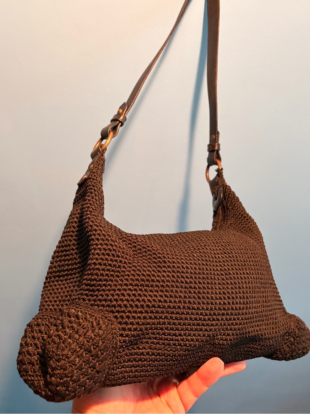 The Sak Handwoven Crochet Shoulder Bag in Black - Picture 1 of 9